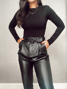 Step Leather Pants